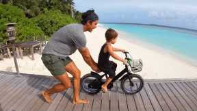 LEARN TO RIDE A BIKE in the Maldives - Soneva Fushi