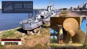 USS KIDD DD-661 High and Dry Due to Historical Low Mississippi River Water Level Baton Rouge