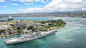 Aerial View Of Oahu Island & Pearl Harbor Naval Base