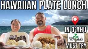HAWAIIAN Plate Lunch in O'AHU Hawai'i | Delicious Hawaiian Food - Garlic Chicken and Kalbi Short Rib