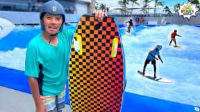 Ryan surfs on a giant wave pool!