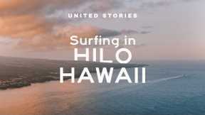 Surfing in Hilo, Hawaii