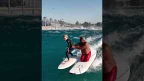 Lil Surfer with Raimana at Surf Ranch - Best Coach!