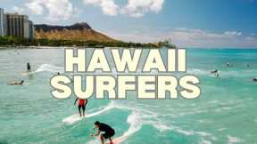 Hawaii Surfers Enjoy Fun Waves at Waikiki Beach