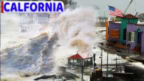 california under WATER ! Huge waves and flooding hit santa cruz , california.