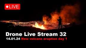 LIVE 14.01.24 Day 1 at the new volcano eruption in Iceland! Drone live stream