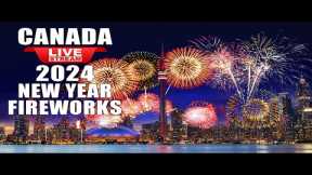 Live 2024 Happy New Year Vancouver Fireworks 🎇 Real Time Canada 2024 New Year Countdown, Fireworks