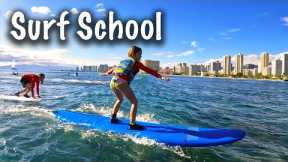 🏄🏼‍♀️ First Time Surfing Waikiki || Kids Surfing Lessons for my Daughter || Living in Hawaii