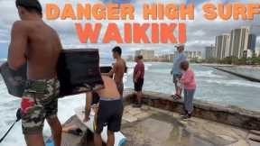 8/9/25 Hawaii Waikiki Beach, Warning Strong Current Danger High Surf,