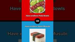 Hawaiian food edition! #hawaii #thisorthat #hawaiifood #pokebowl #yt